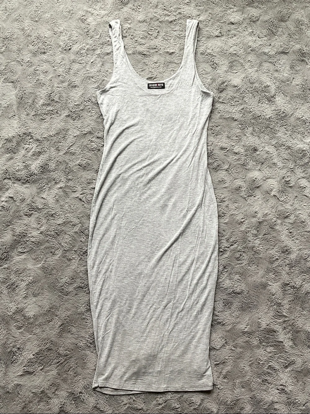 Basic Scoop Neck Bodycon Dress - Light Gray